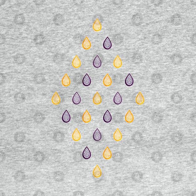 Yellow and purple raindrops pattern by Savousepate